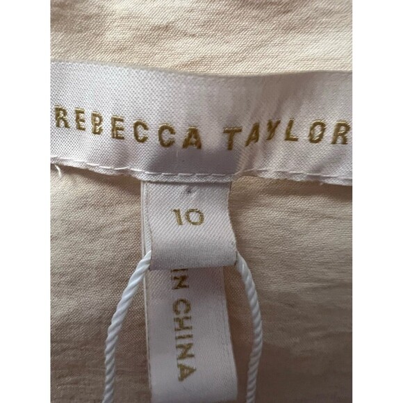 Rebecca Taylor Dress Womens 10 Biege Tulip Wrap Marzipan Combo Midi V Neck - Picture 5 of 10